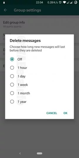 WhatsApp, Grup Sohbetleri İçin Kaybolan Mesajlar Özelliği Ekliyor