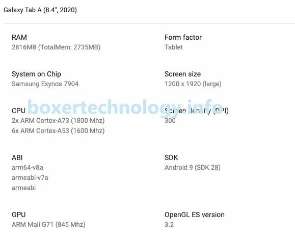 Samsung'un Yeni 8.4 İnçlik Tabletinin Teknik Özellikleri Belli Oldu