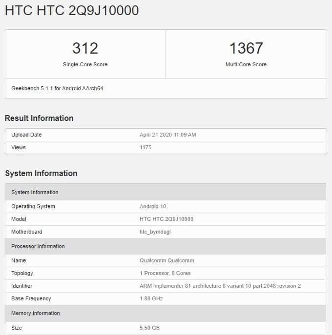 HTC Desire 20 Pro Modeline Ait Bazı Detaylar Ortaya Çıktı