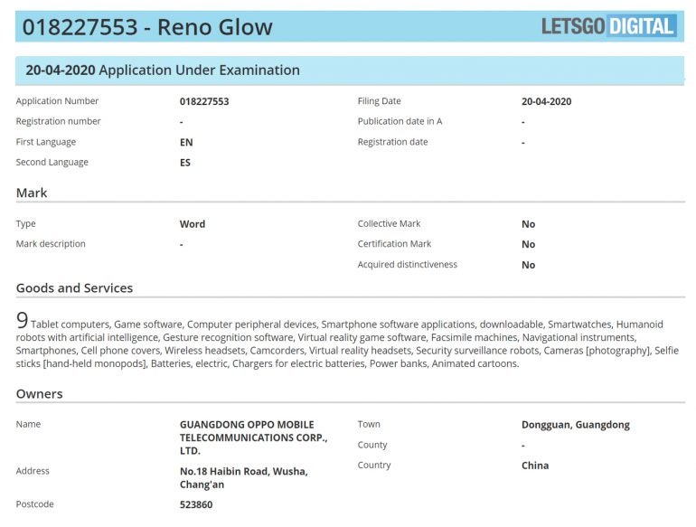 Oppo, Reno Glow Serisi İçin Avrupa'da Marka Haklarını Tescilledi