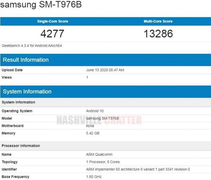 Samsung Galaxy Tab S7+ Modeli, Geekbench'te Ortaya Çıktı