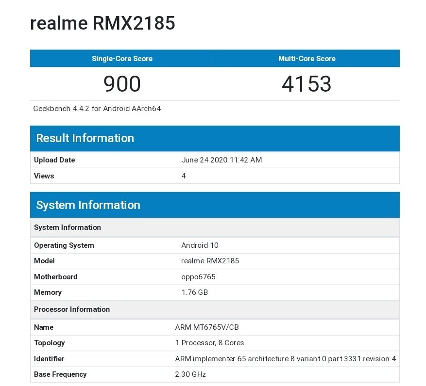 Realme C11 Akıllı Telefon Modeli, Geekbench'te Gözüktü