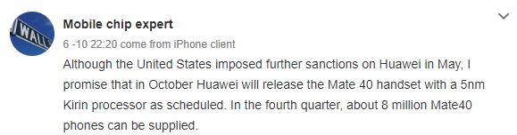 Kirin 1000 ile Çalışan Huawei Mate 40, Ekim Ayında Piyasada Olabilir
